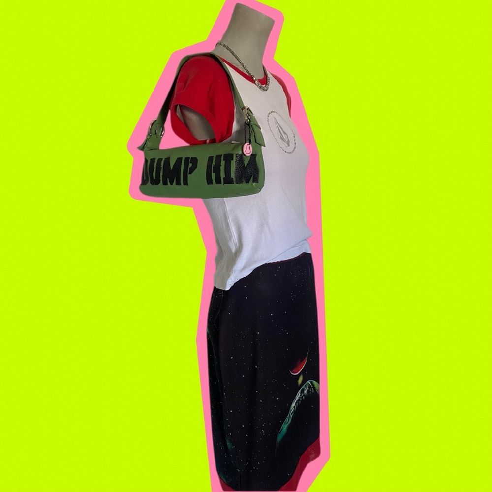 Y2K Express "Dump Him" Leather Graffiti Bag - Picture 2 of 4